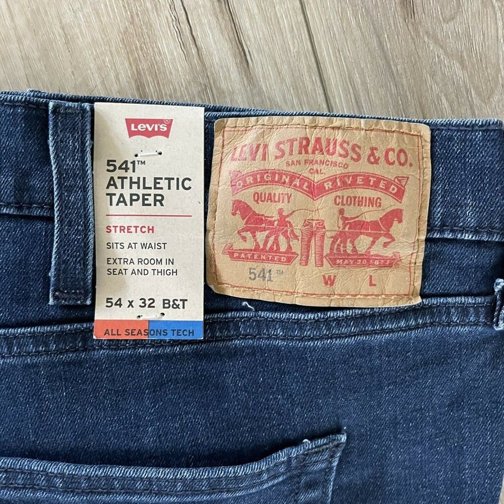 Levis 541 athletic taper mens jeans blue 54x32 $79.50 Big And Tall NEW Tech - Picture 2 of 6